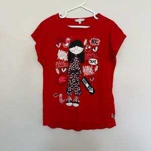 Marc Jacobs Red Short Sleeve Tee with Cartoon Design